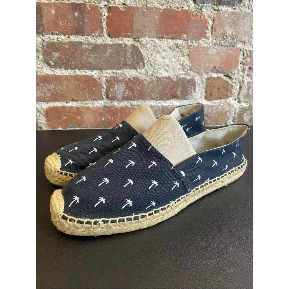 Sam Edelman Navy Palm Tree Espadrille Sandal Flats Size 8